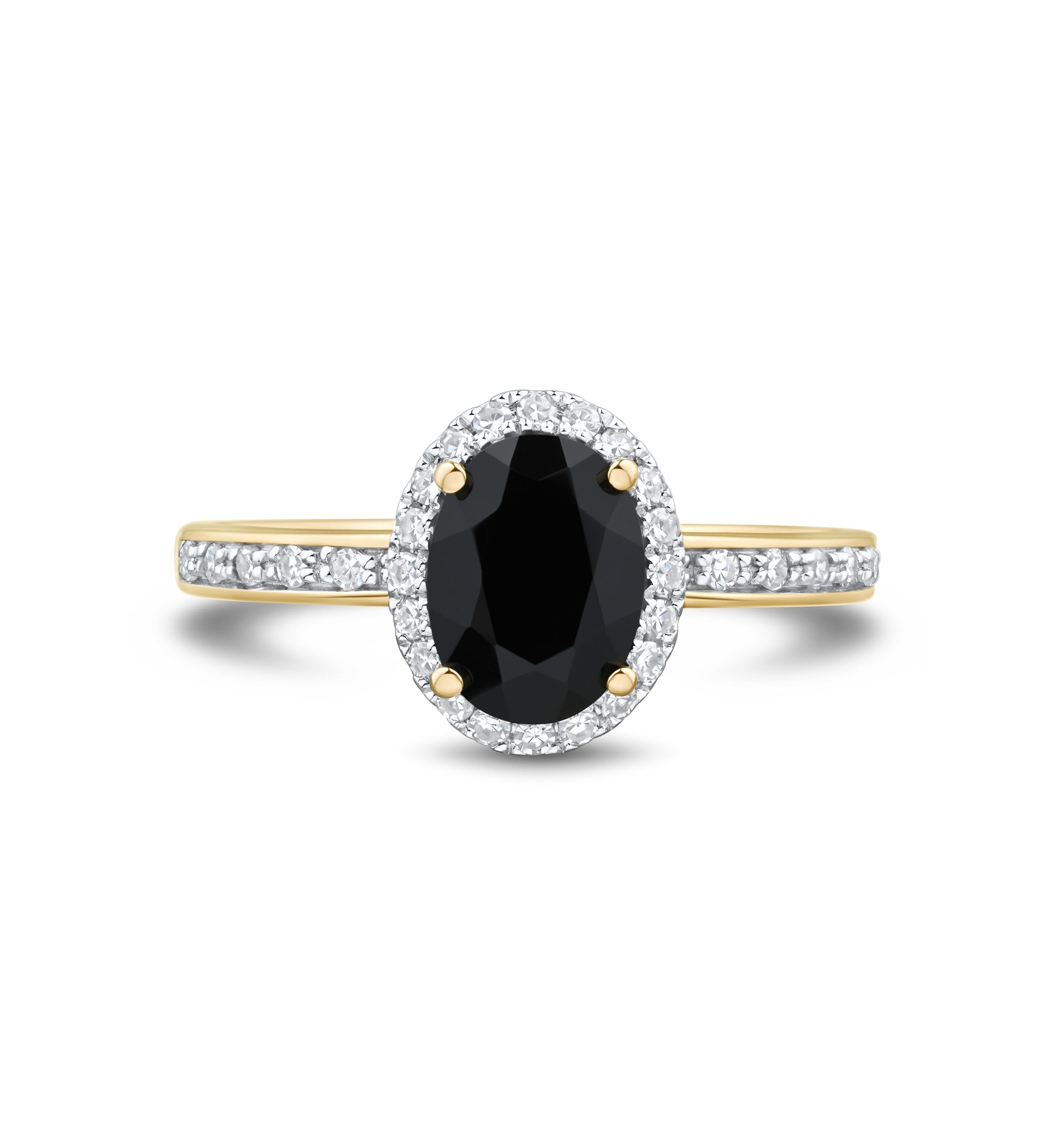 1/5 ct. t.w. Lab Grown Diamond and Onyx Ring in Gold Over Silver 