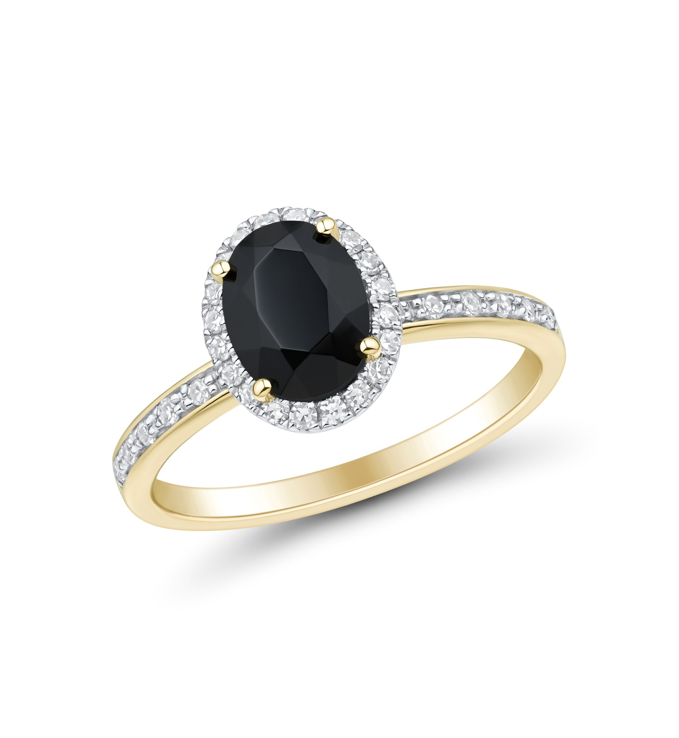 1/5 ct. t.w. Lab Grown Diamond and Onyx Ring in Gold Over Silver 