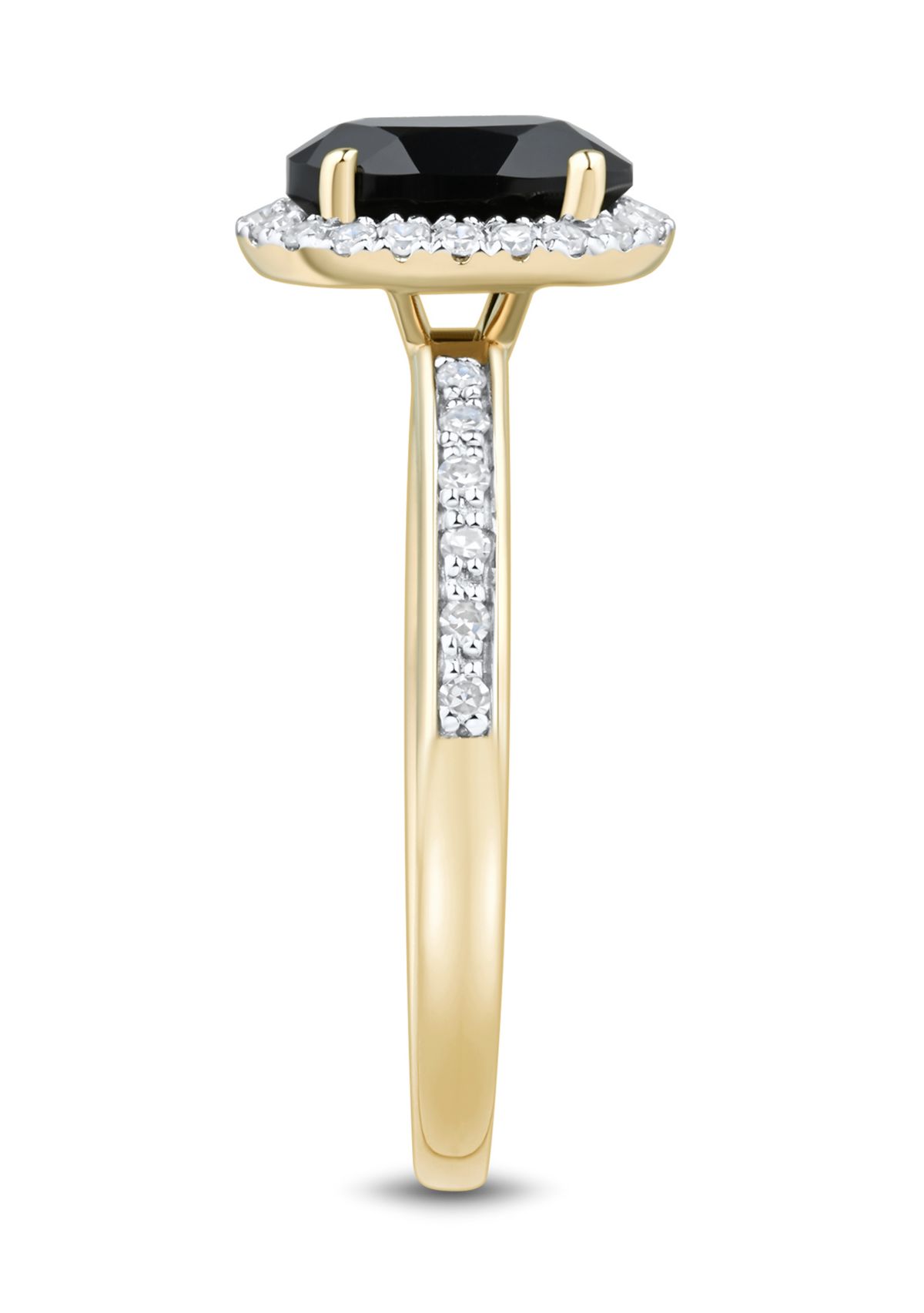 Belk & Co. 1/5 ct. t.w. Lab Grown Diamond and Onyx Ring in Gold Over ...