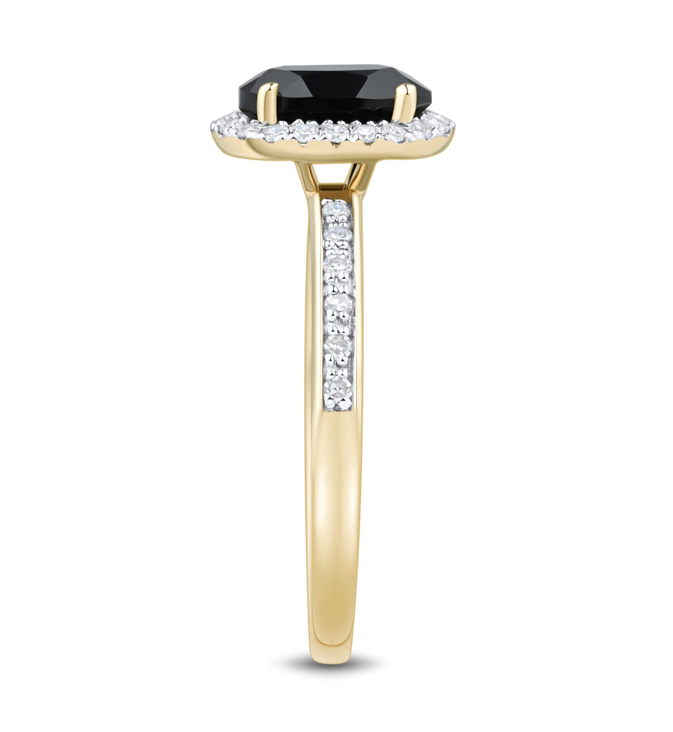 1/5 ct. t.w. Lab Grown Diamond and Onyx Ring in Gold Over Silver 