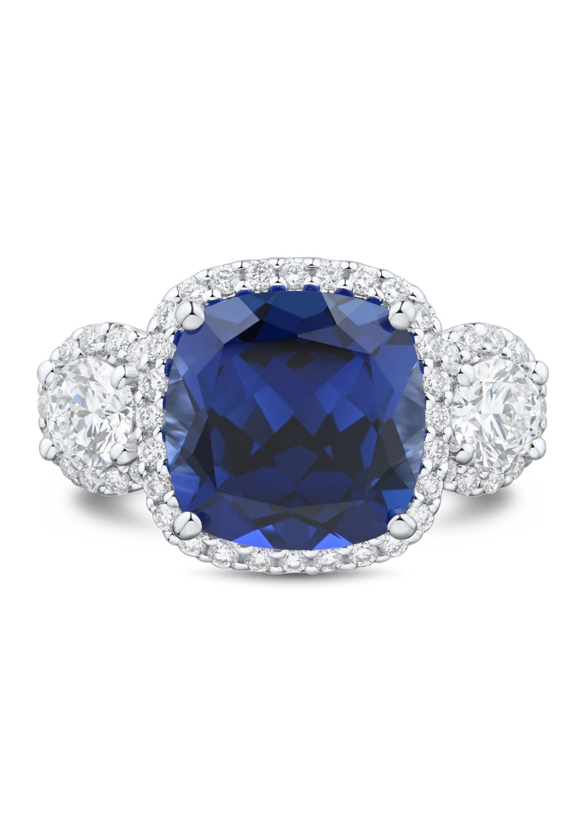 Lab Grown Sapphire and Lab Grown White Sapphire Ring in 10K White Gold