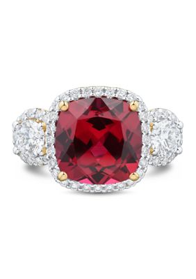 Belk & Co Lab Grown Ruby and Lab Grown White Sapphire Ring in 10K Yellow Gold