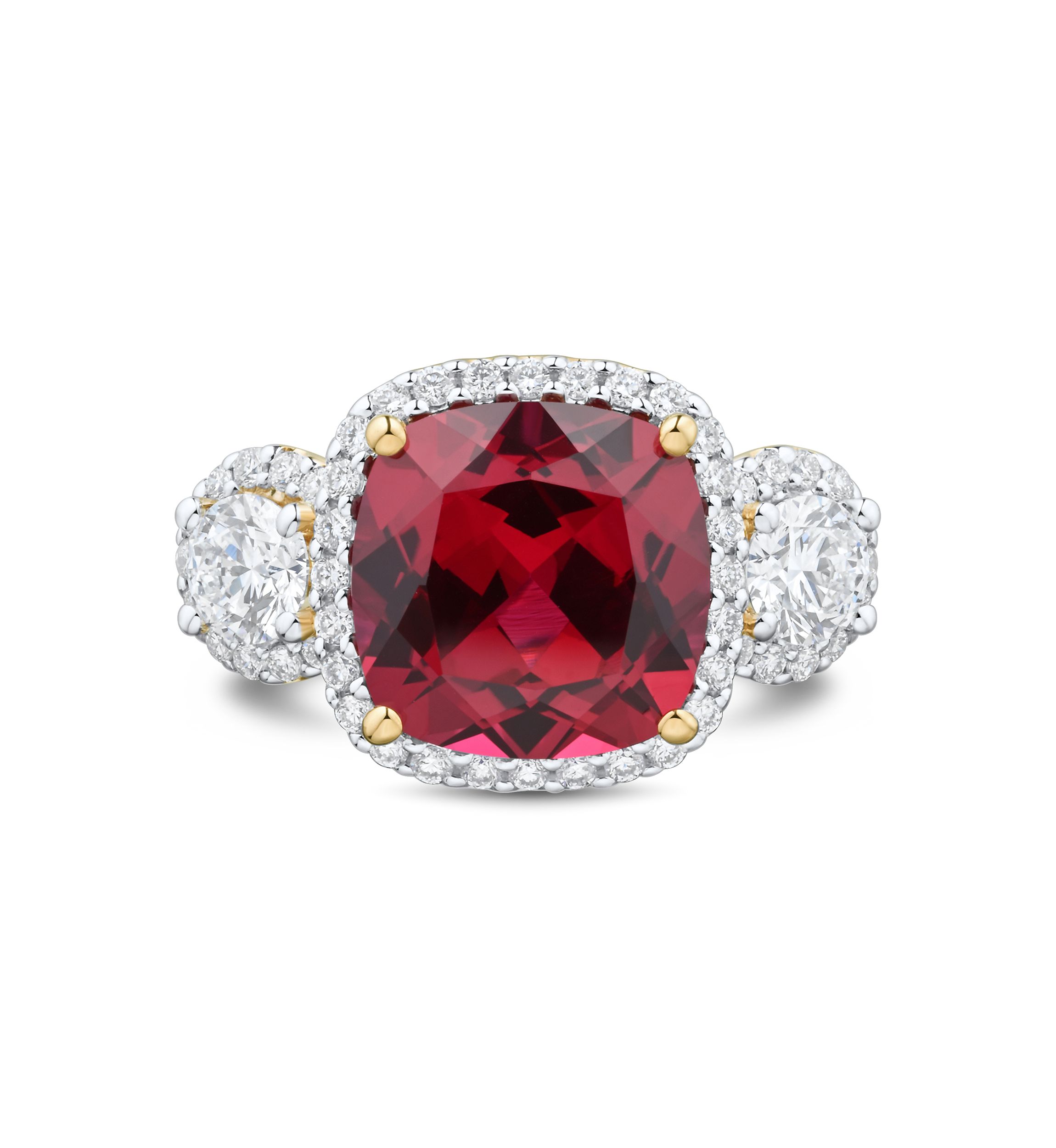 Lab Grown Ruby and Lab Grown White Sapphire Ring in 10K Yellow Gold