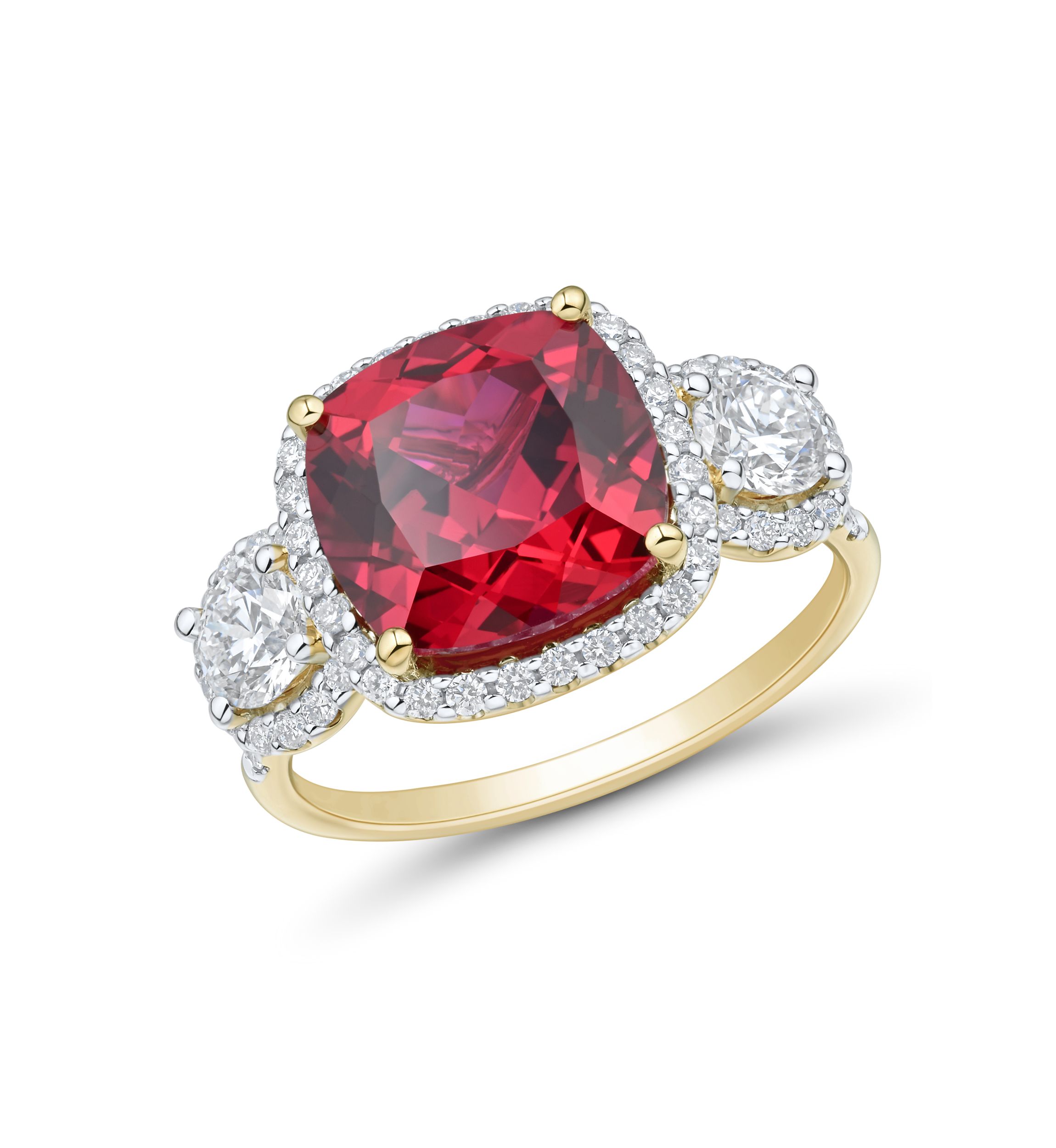 Lab Grown Ruby and Lab Grown White Sapphire Ring in 10K Yellow Gold