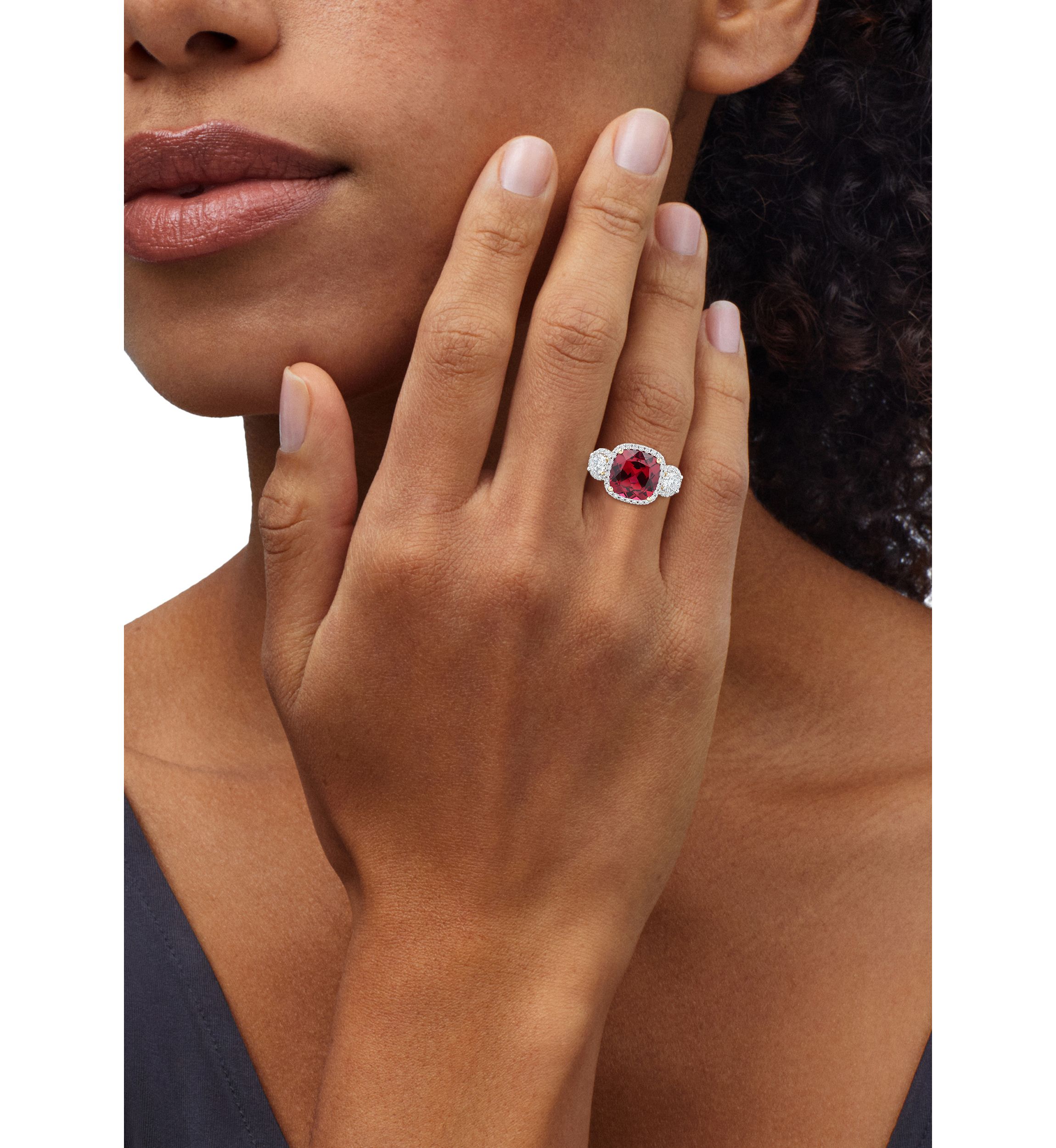Lab Grown Ruby and Lab Grown White Sapphire Ring in 10K Yellow Gold