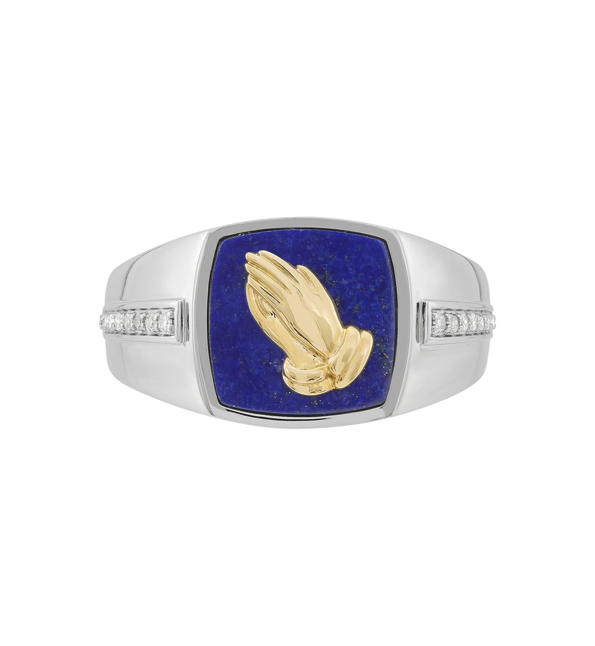 1/10 ct. t.w. Diamond and Lapis Lazuli Ring in 10K Yellow and White Gold