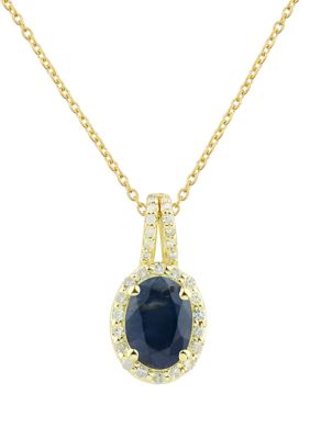 Belk & Co 1/10 Ct. T.w. Diamond And Sapphire Pendant Necklace With 18"" Singapore Chain In 10K Yellow Gold