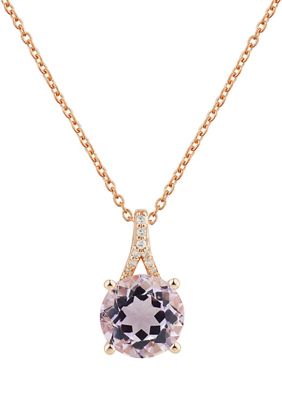 Belk & Co 1/10 Ct. T.w. Diamond And 2.48 Ct. T.w. Created Pink Amethyst Pendant Necklace In 14K Rose Gold