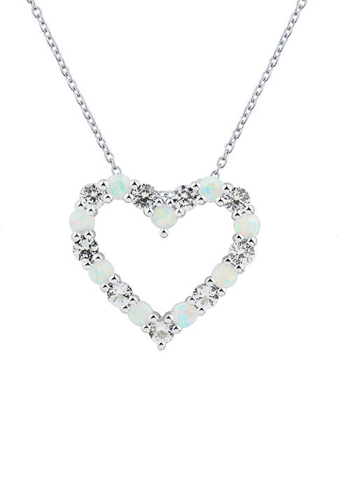 Belk & Co. Created Opal Heart Pendant Necklace