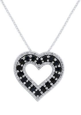 Belk & Co 1/5 Ct. T.w. Diamond And Tanzanite Heart Pendant Necklace With 18"" Cable Chain In Sterling Silver