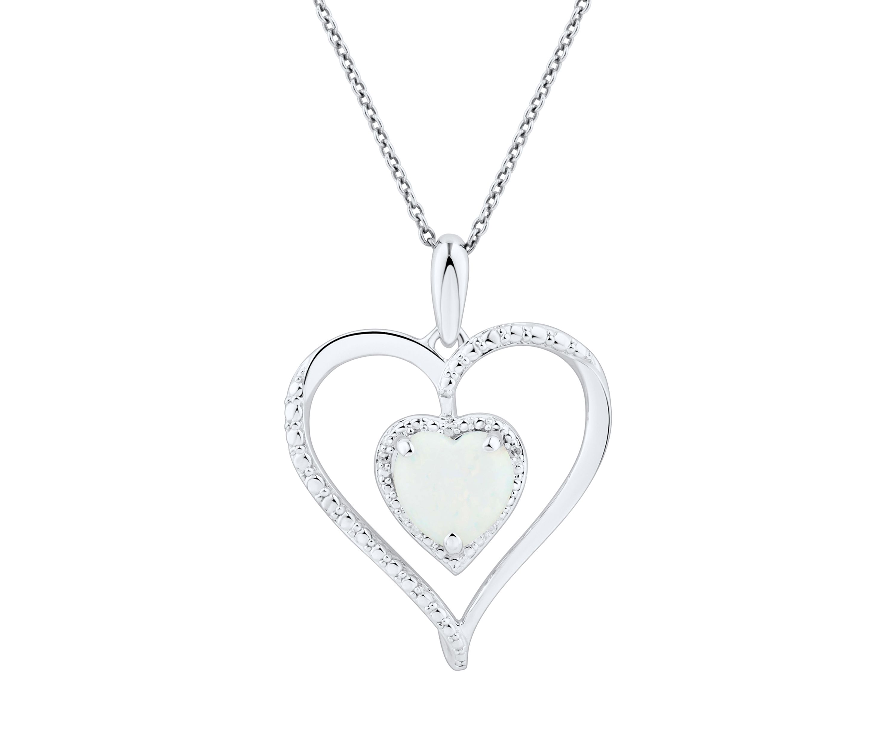 1/10 ct. t.w. Diamond and Lab Created Opal Pendant Necklace with 18" Cable Chain in Sterling Silver