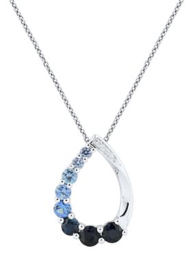 Belk & Co 1/10 Ct. T.w. Diamond And 1.08 Ct. T.w. Sapphire Pendant With 18"" Box Chain In 10K White Gold
