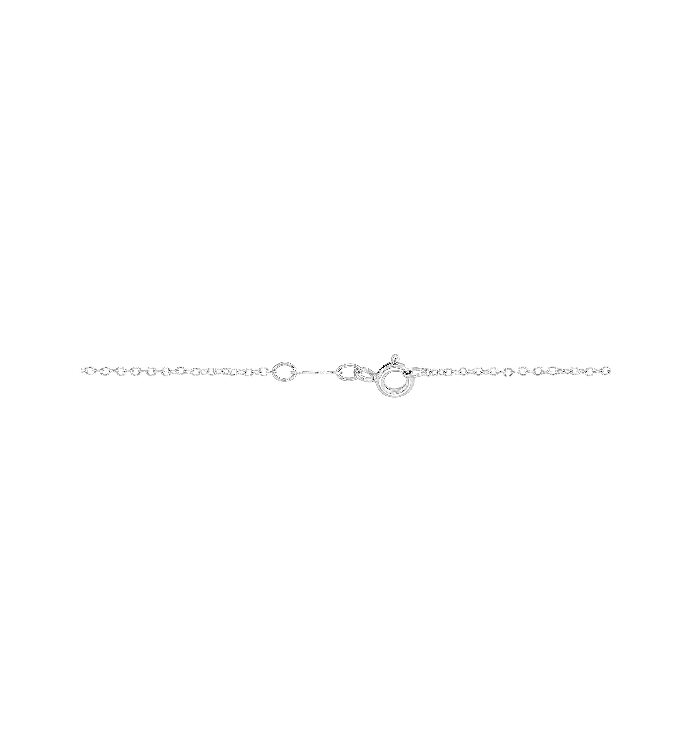 Created Sapphire and Created White Swirly Cross Sapphire Pendant Necklace with 18" Cable Chain in Sterling Silver
