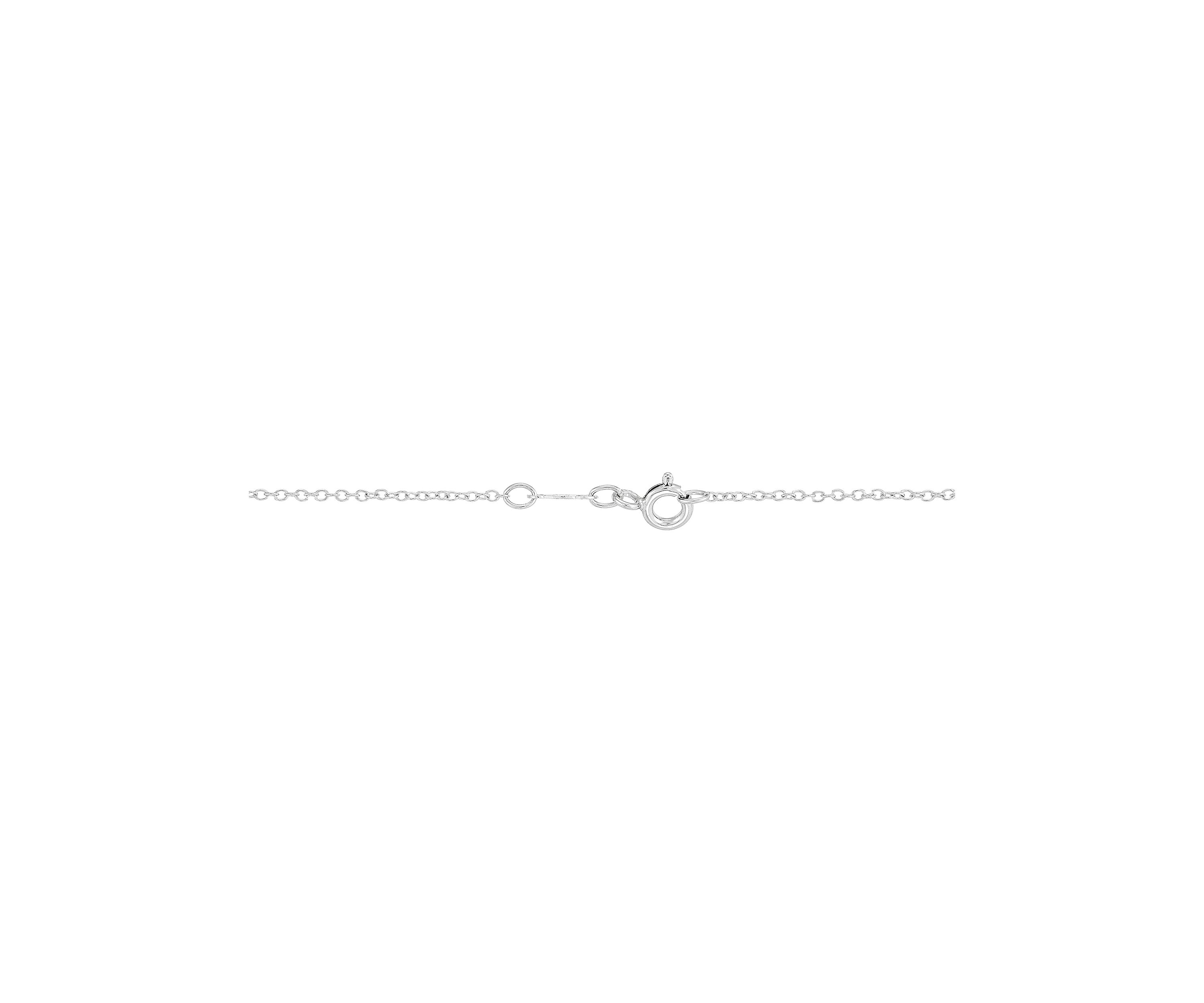 Created Sapphire and Created White Swirly Cross Sapphire Pendant Necklace with 18" Cable Chain in Sterling Silver