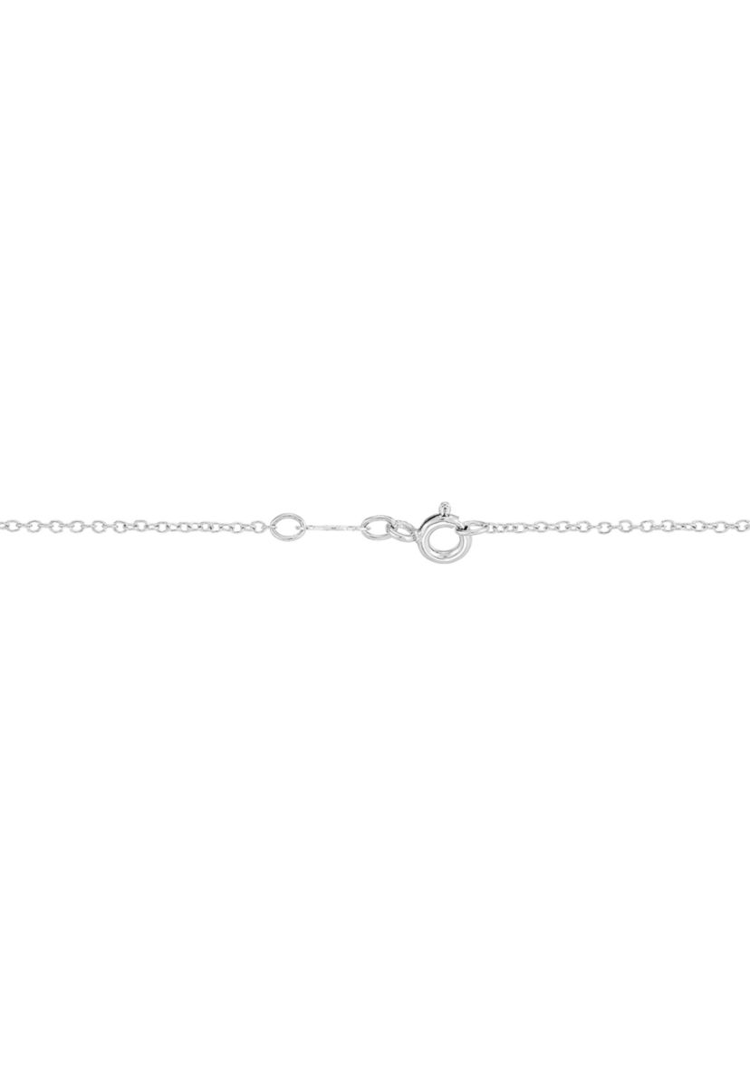 Created Sapphire and Created White Swirly Cross Sapphire Pendant Necklace with 18" Cable Chain in Sterling Silver