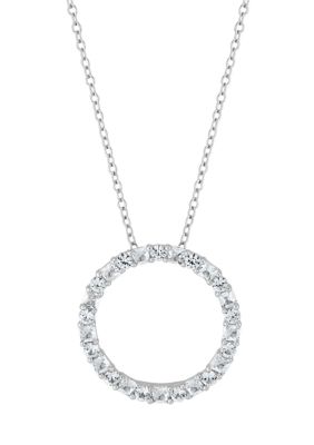 Belk & Co 1.37 ct. t.w. Lab Grown White Sapphire Circle Pendant with 18" Cable Chain in Sterling Silver, 18 in