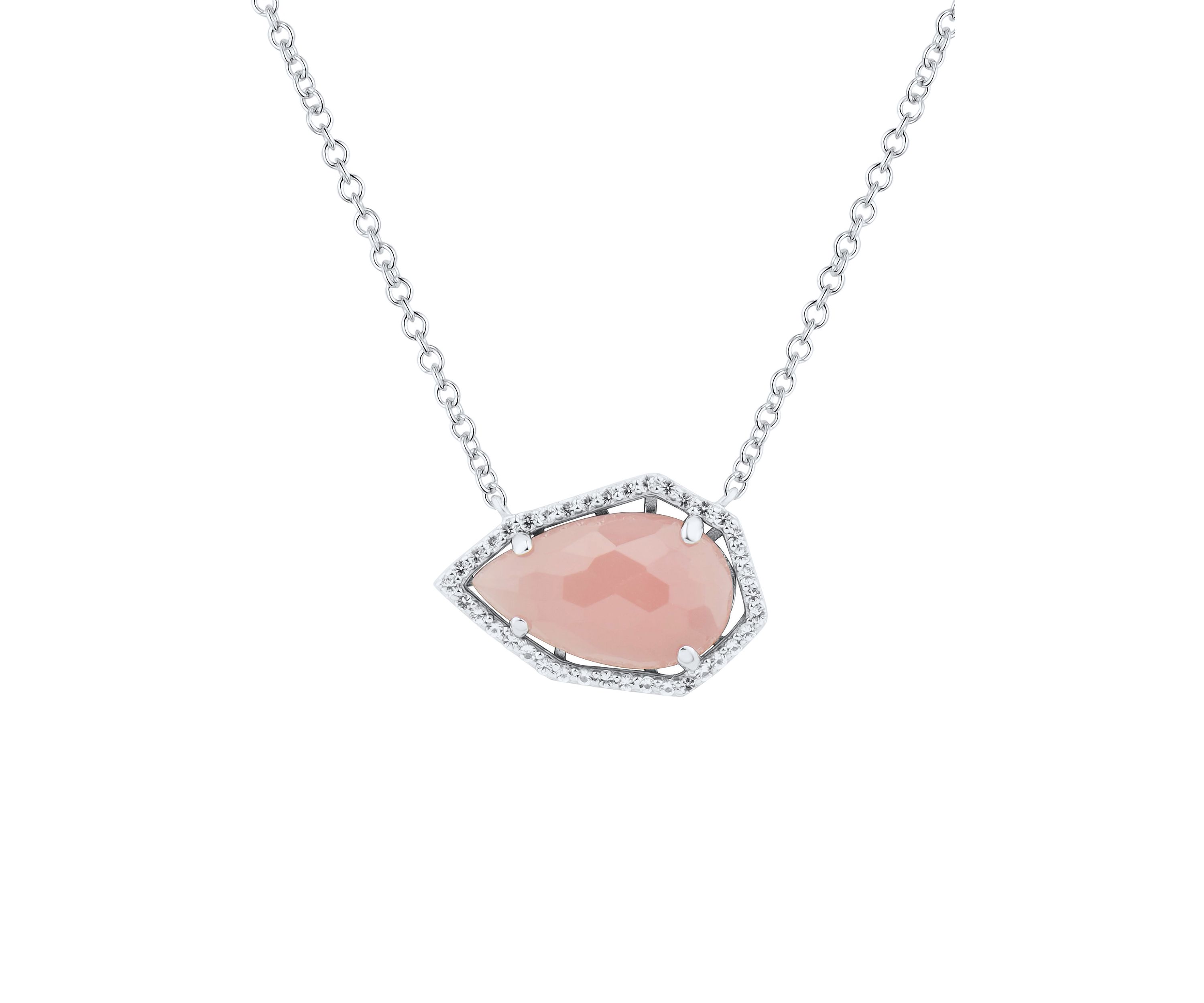 Guava Quartz and White Topaz Necklace in Sterling Silver