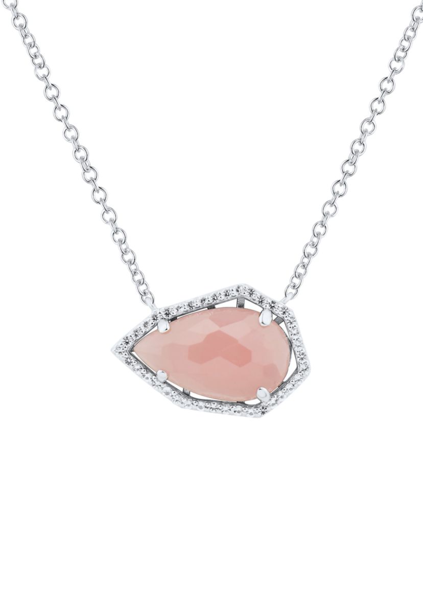 Guava Quartz and White Topaz Necklace in Sterling Silver