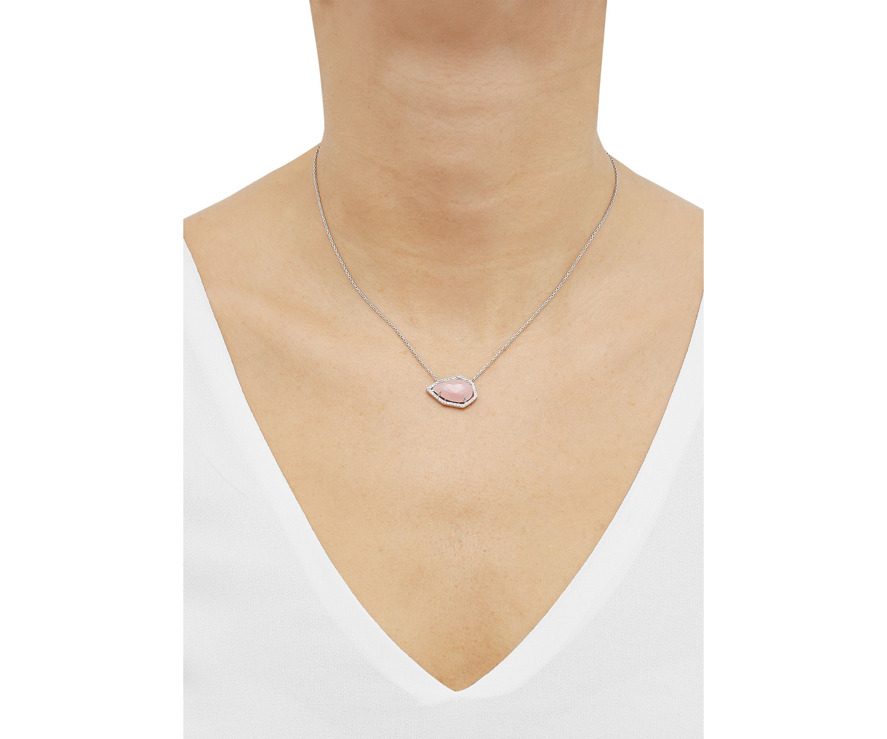 Guava Quartz and White Topaz Necklace in Sterling Silver