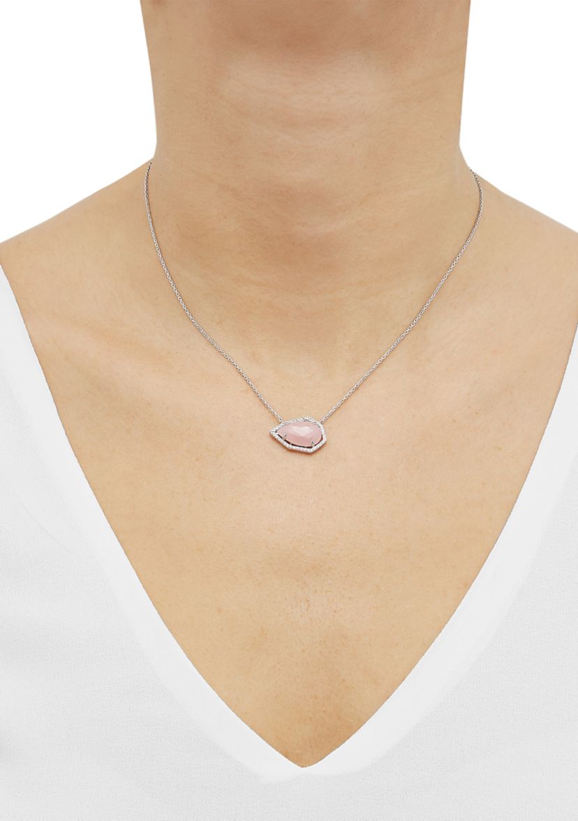Guava Quartz and White Topaz Necklace in Sterling Silver
