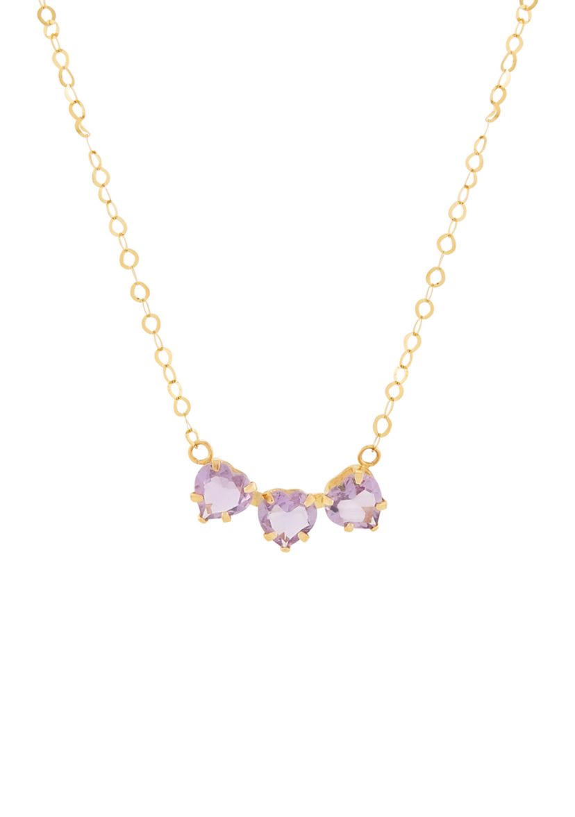 Heart Amehtyst Necklace in 10K Yellow Gold