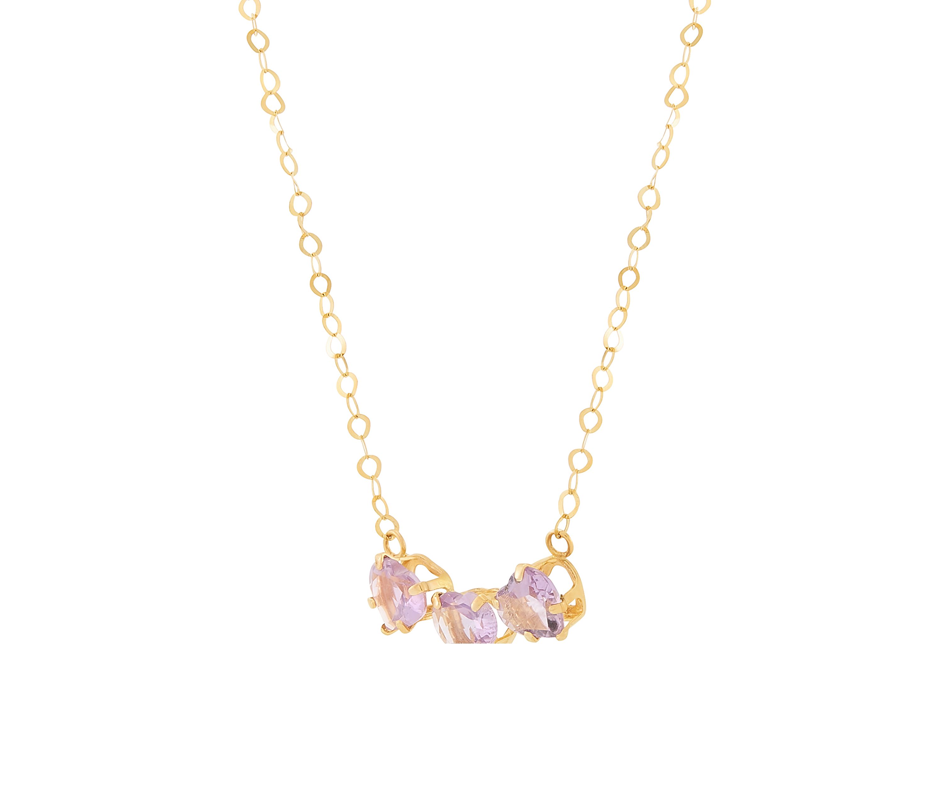 Heart Amehtyst Necklace in 10K Yellow Gold