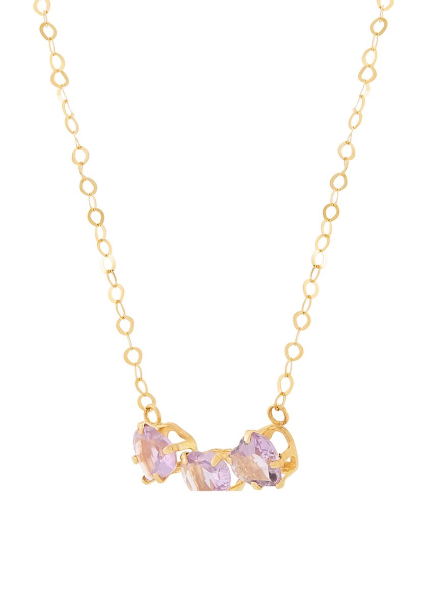 Heart Amehtyst Necklace in 10K Yellow Gold