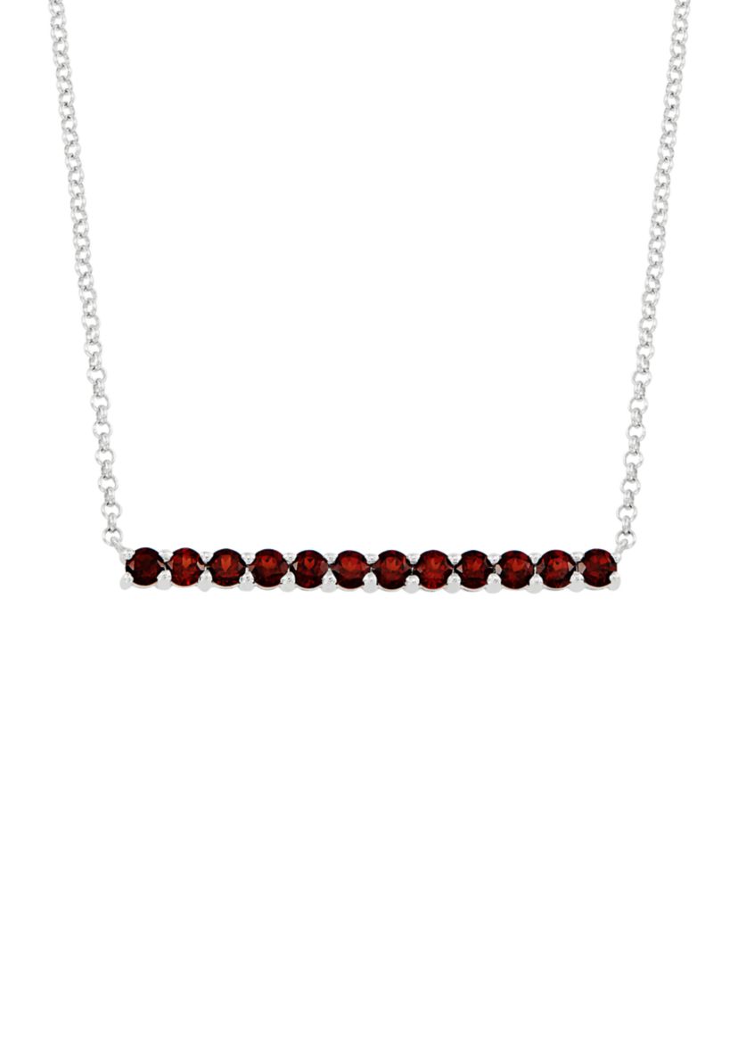 1.68 ct. t.w. Garnet Bar Necklace in Sterling Silver