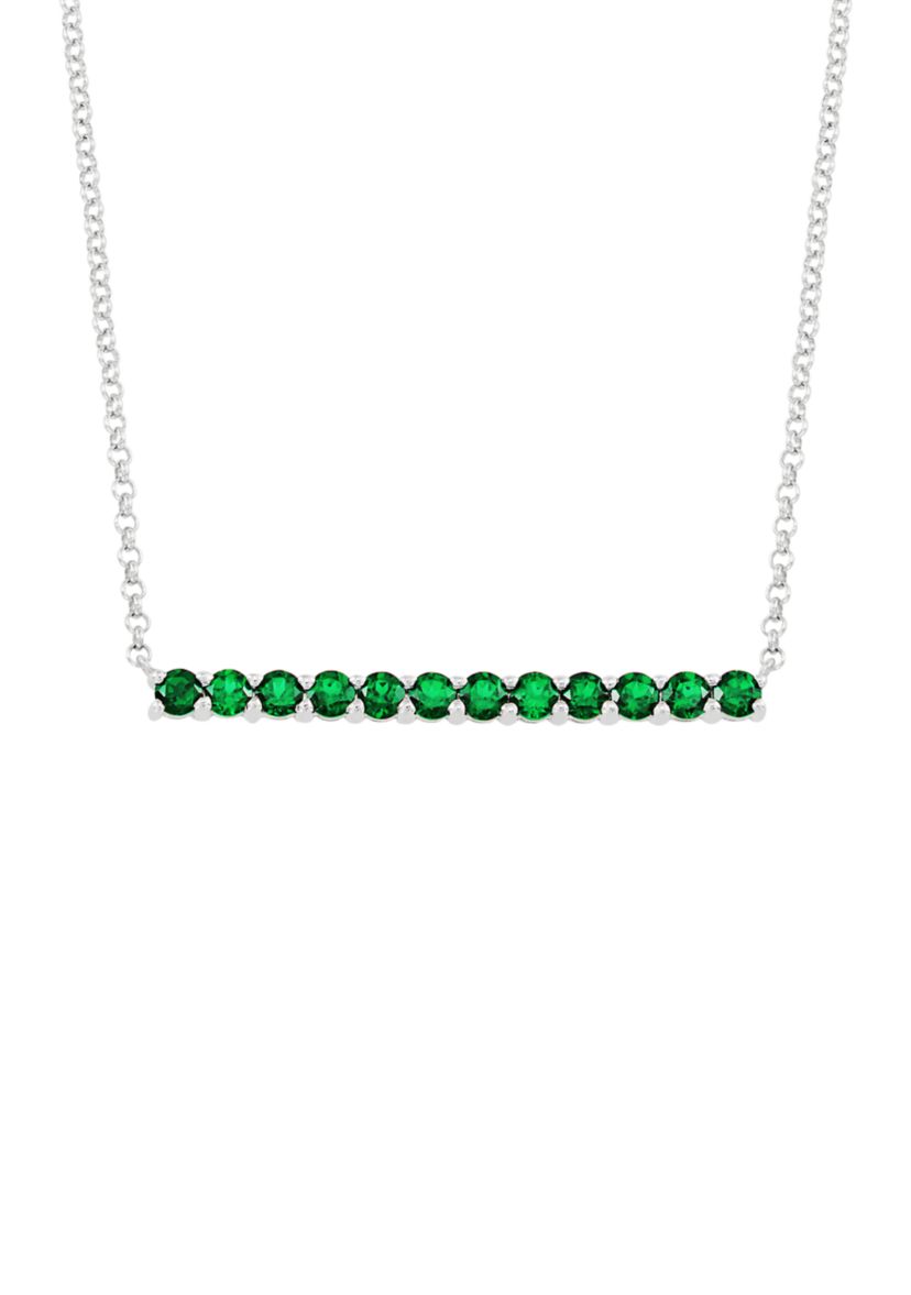1.32 ct. t.w. Created Emerald Bar Necklace in Sterling Silver