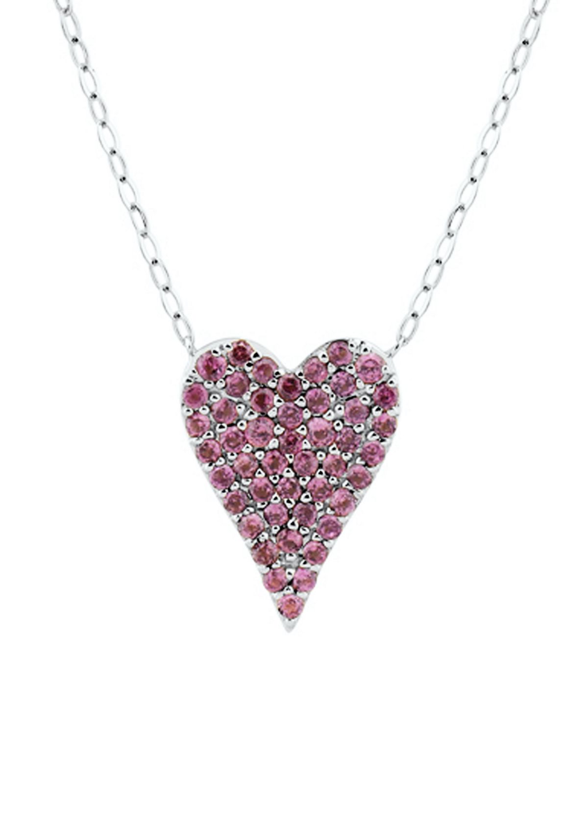 Lab Created Pink Sapphire Necklace in Sterling Silver