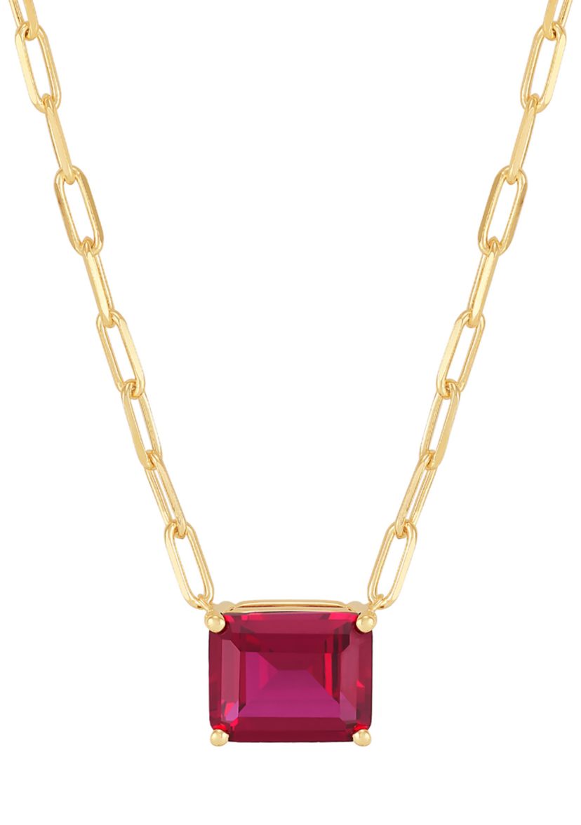 Lab Grown Ruby Necklace in Gold Over Silver