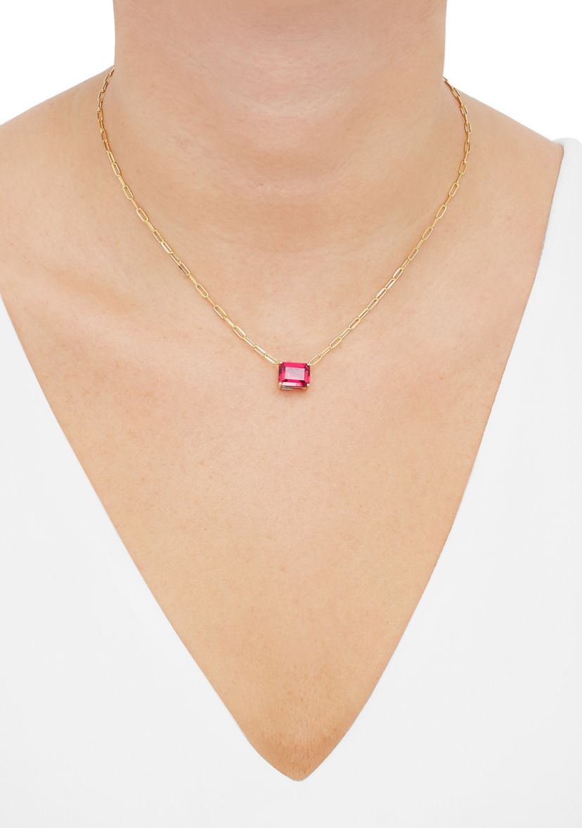 Lab Grown Ruby Necklace in Gold Over Silver