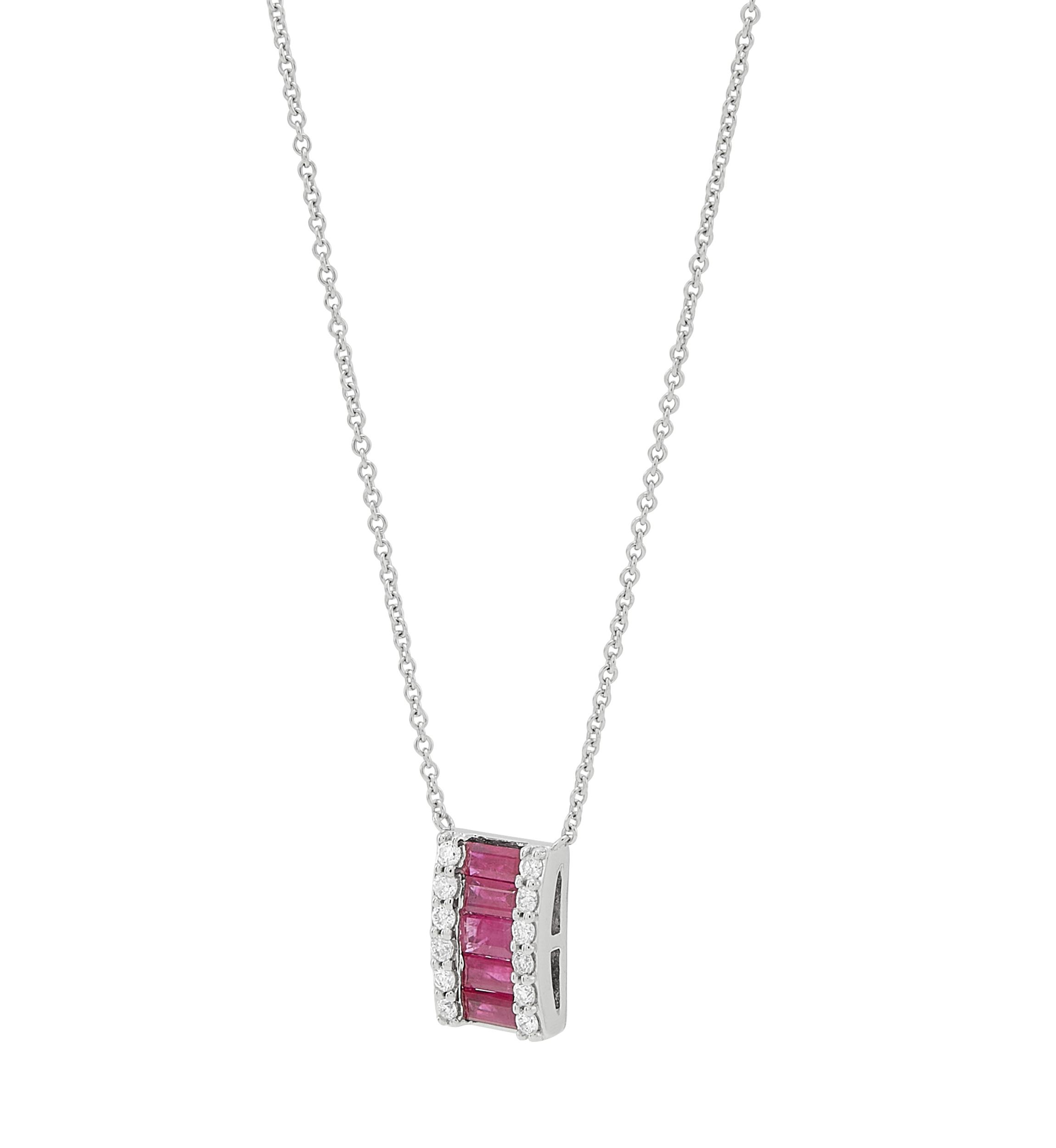 1/6 ct. t.w. Diamond and Ruby Necklace in 10K White Gold
