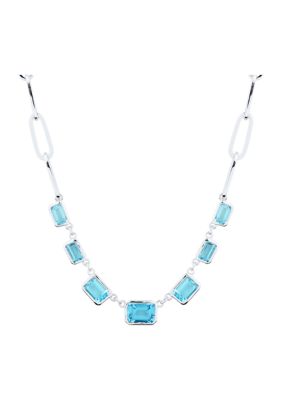 Belk & Co Swiss Blue Topaz Paperclip Necklace in Sterling Silver, 17 in