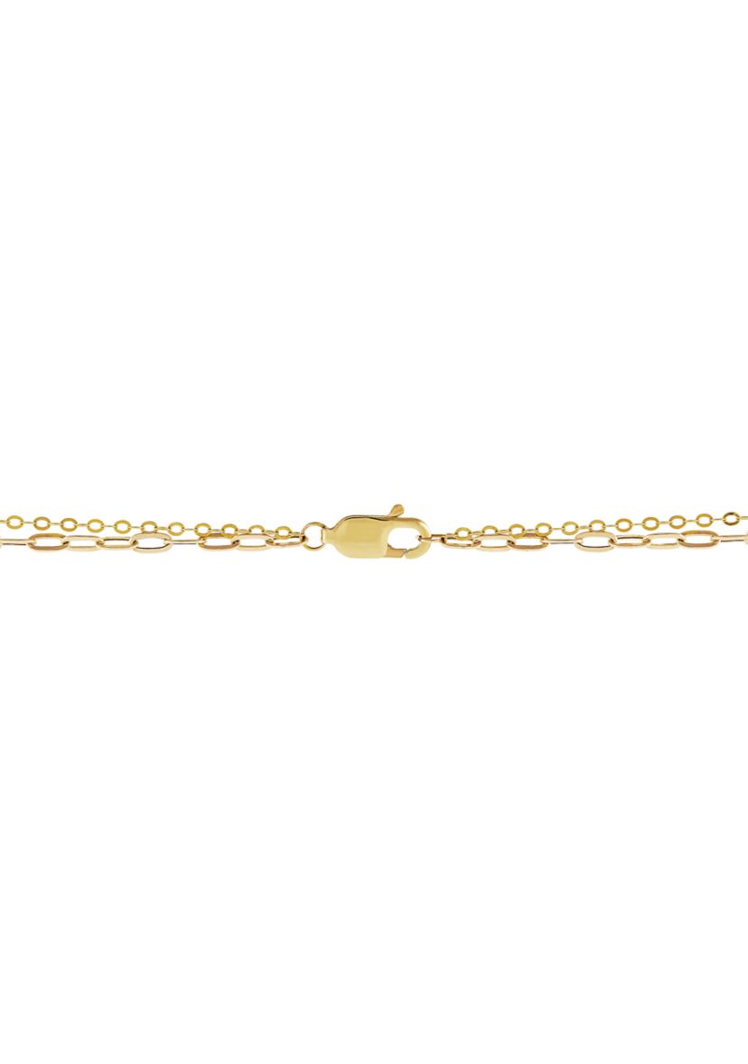 1/10 ct. t.w. Diamond and Swiss Blue Topaz Double Row Necklace in 10K Yellow Gold