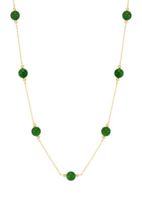 Belk & Co Nephrite Jade and 1/10 ct. t.w. Diamond Necklace in 10K Yellow Gold