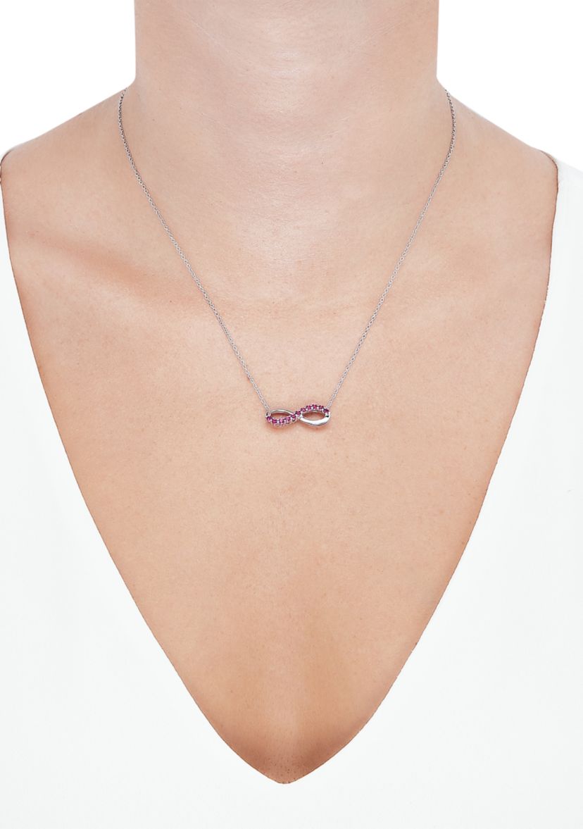 Lab Created Ruby Infinity Necklace in Sterling Silver