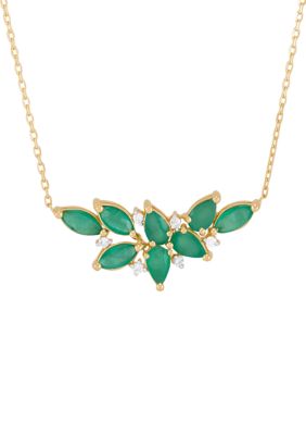Belk & Co Emerald and 1/20 ct. t.w. Diamond Necklace in 10K Yellow Gold