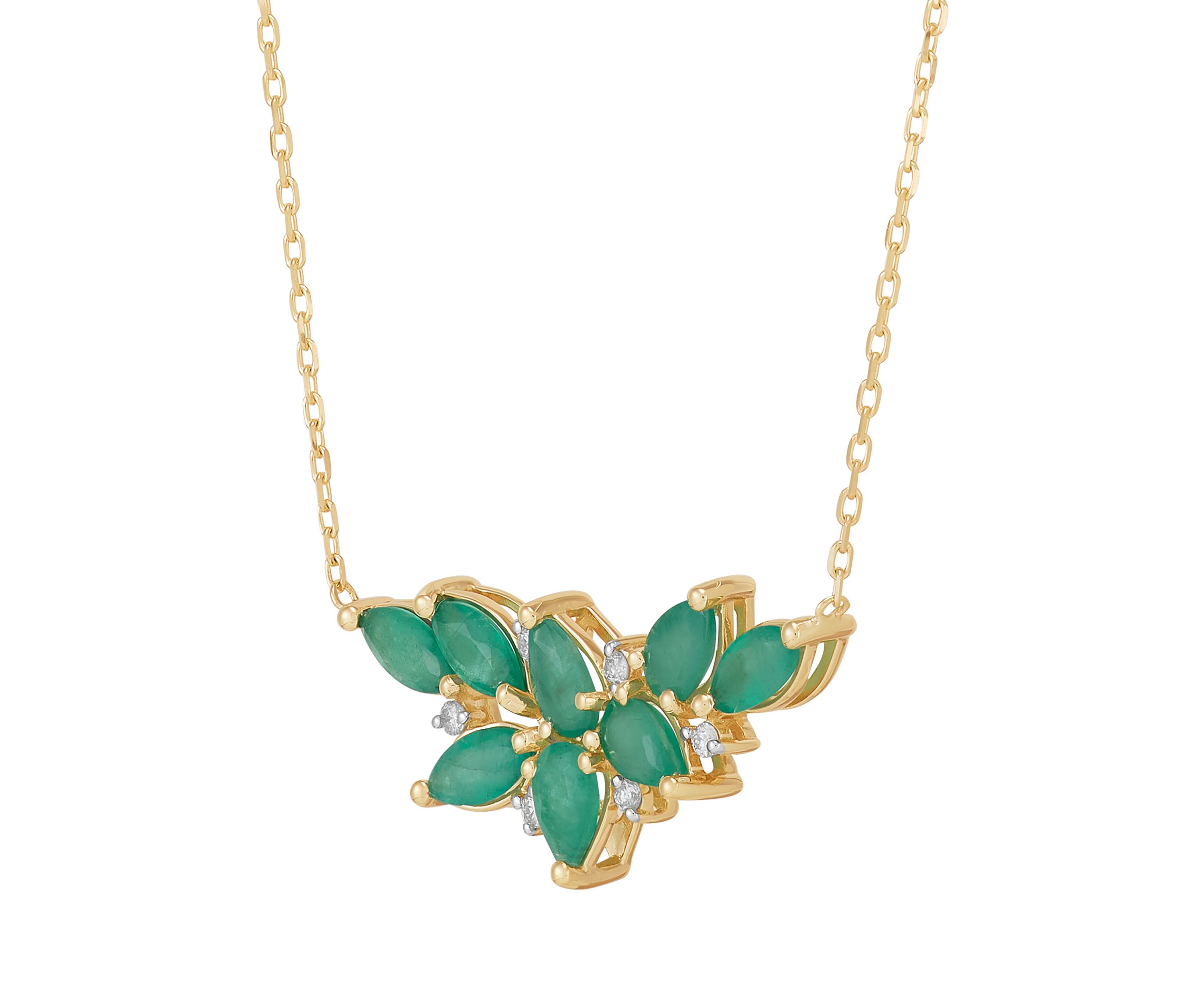 Emerald and 1/20 ct. t.w. Diamond Necklace in 10K Yellow Gold