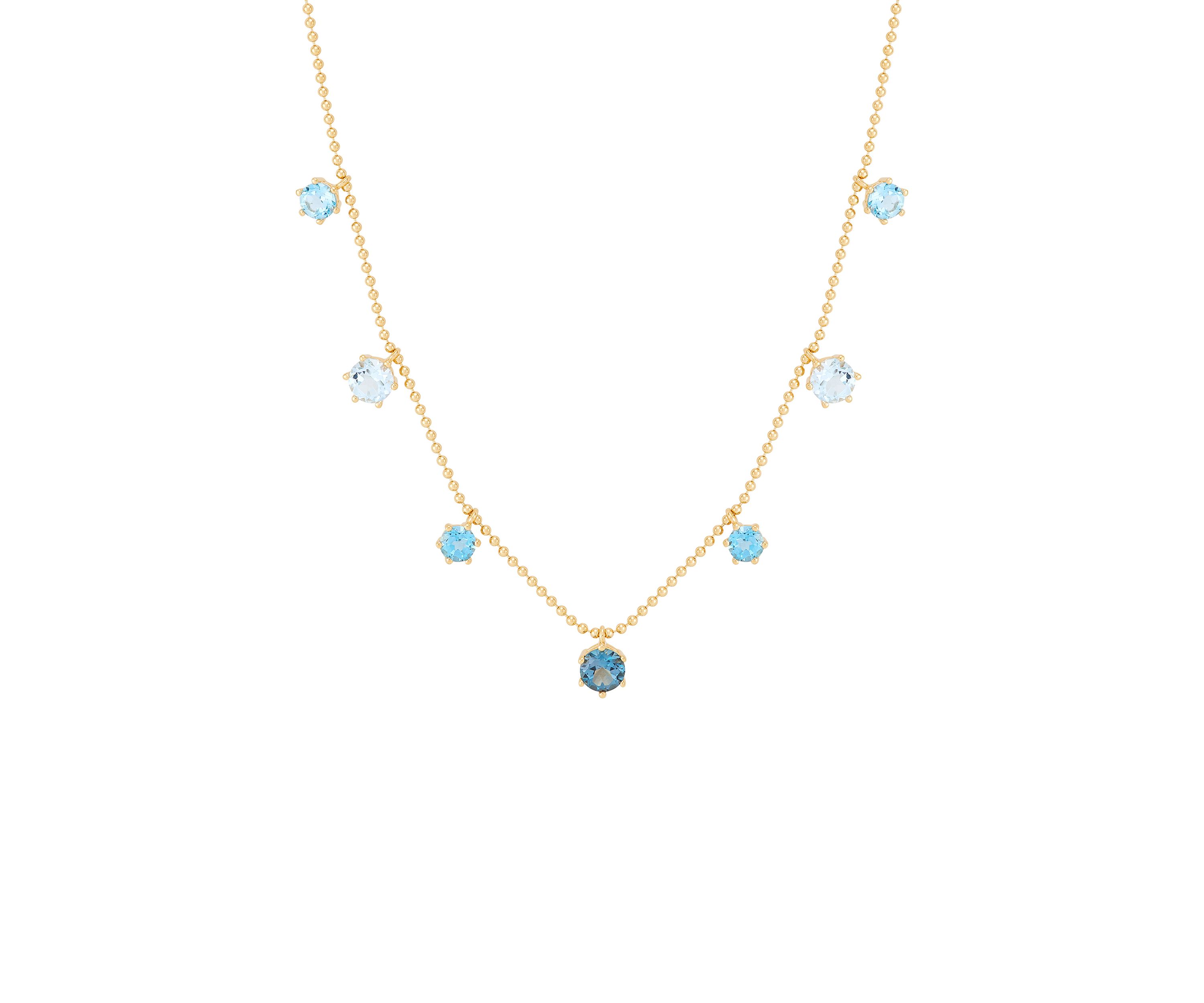 Multi Blue Topaz Necklace in Gold Over Silver