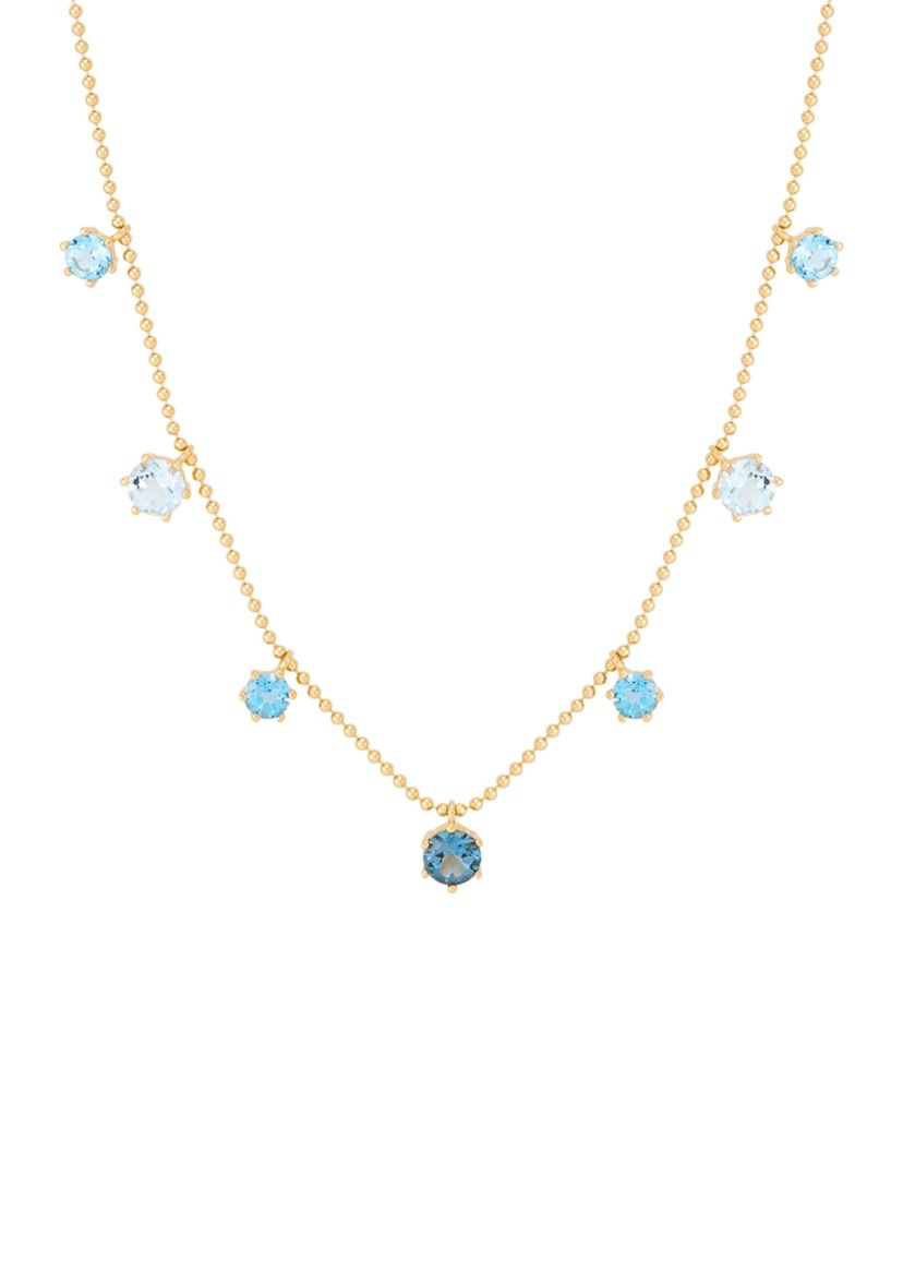 Multi Blue Topaz Necklace in Gold Over Silver