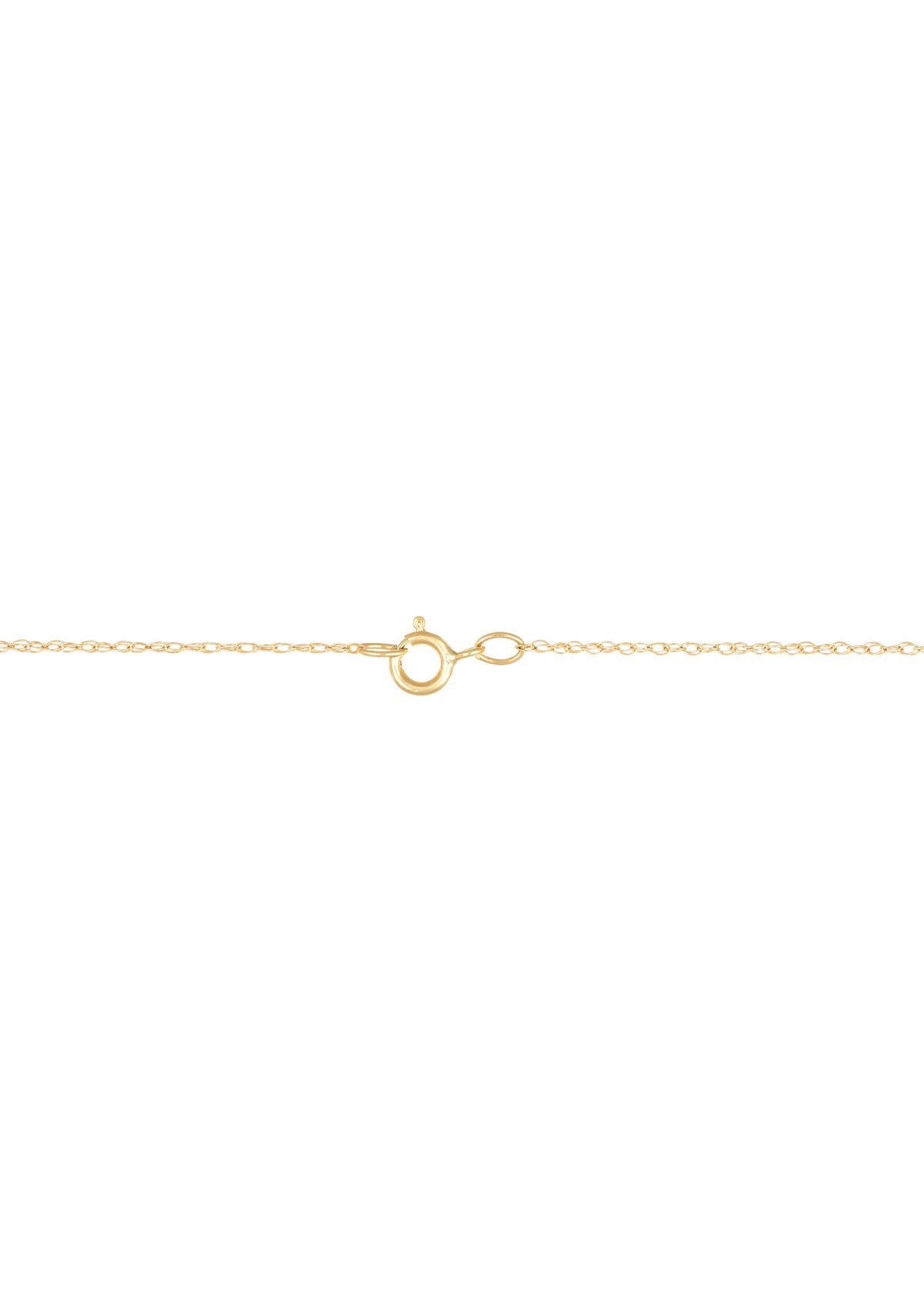 Lab Grown White Sapphire Pendant Necklace with 18" Rope Chain in 10K Yellow Gold