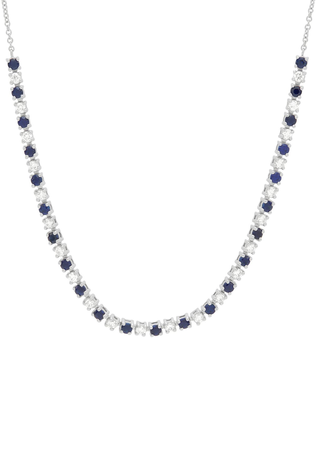 1/2 ct. t.w. Lab Grown Diamond and Lab Grown Sapphire Tennis Necklace in 10K White Gold