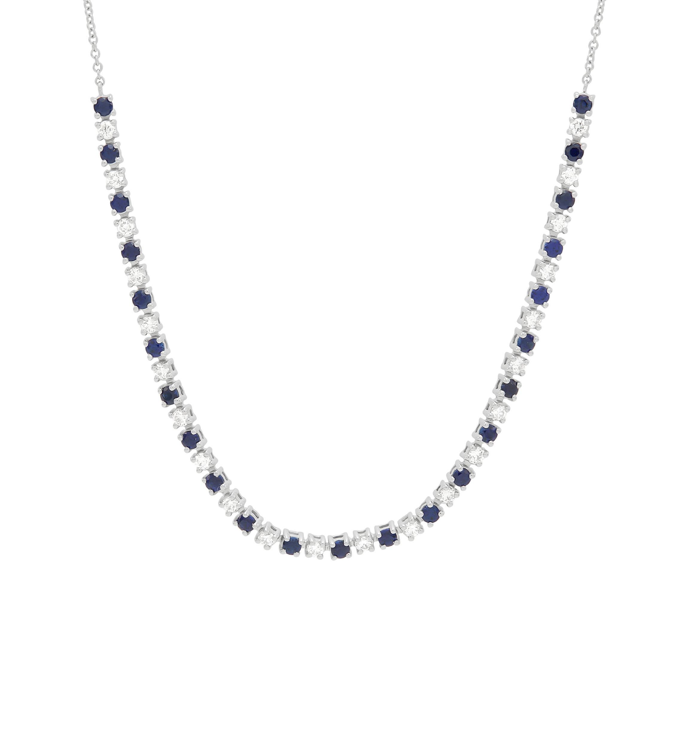 1/2 ct. t.w. Lab Grown Diamond and Lab Grown Sapphire Tennis Necklace in 10K White Gold