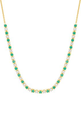 Belk & Co 1/2 ct. t.w. Lab Grown Diamond and Lab Grown Emerald Tennis Necklace in 10K Yellow Gold