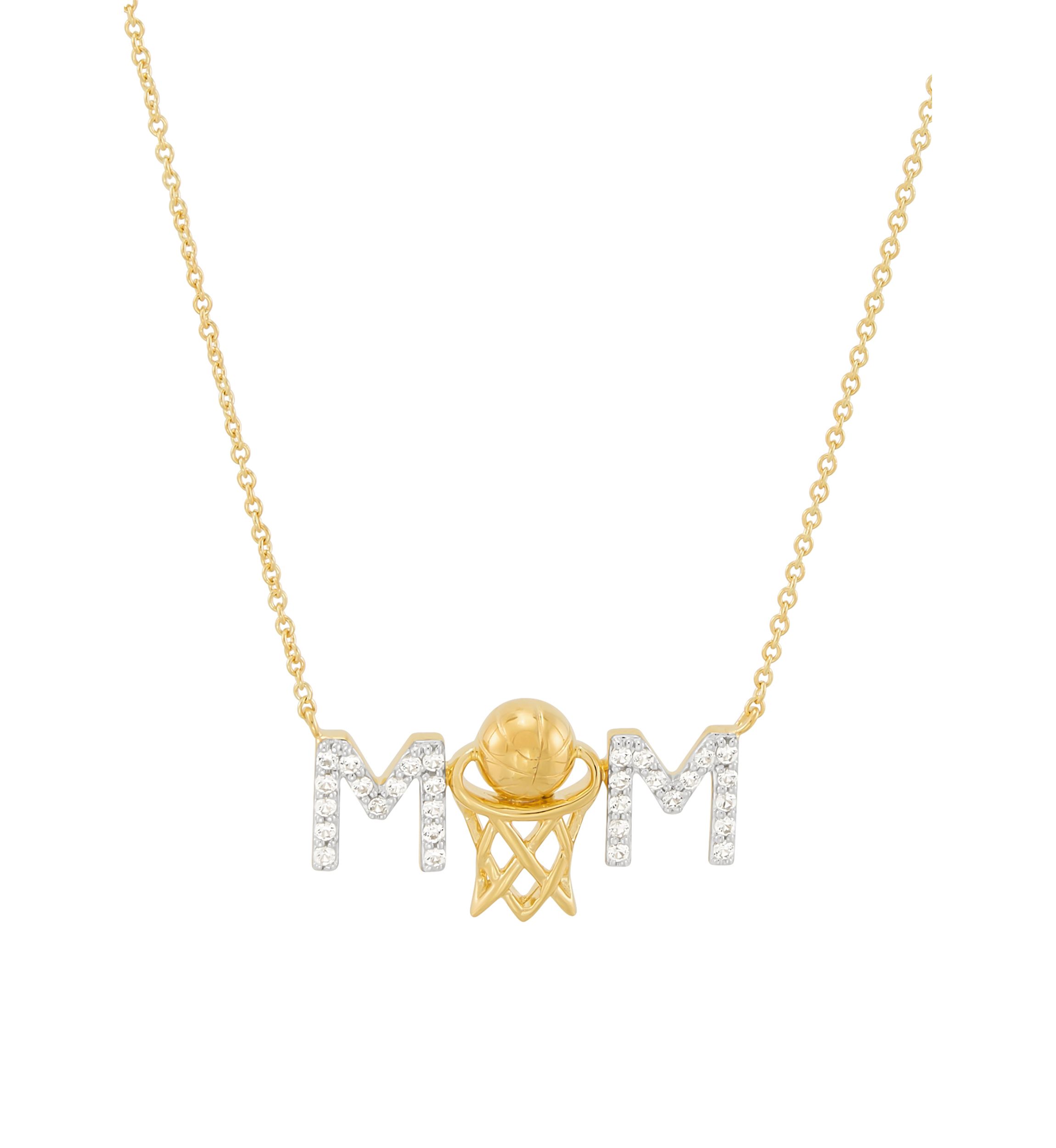 Lab Created Created White Sapphire Mom Necklace in Sterling Silver