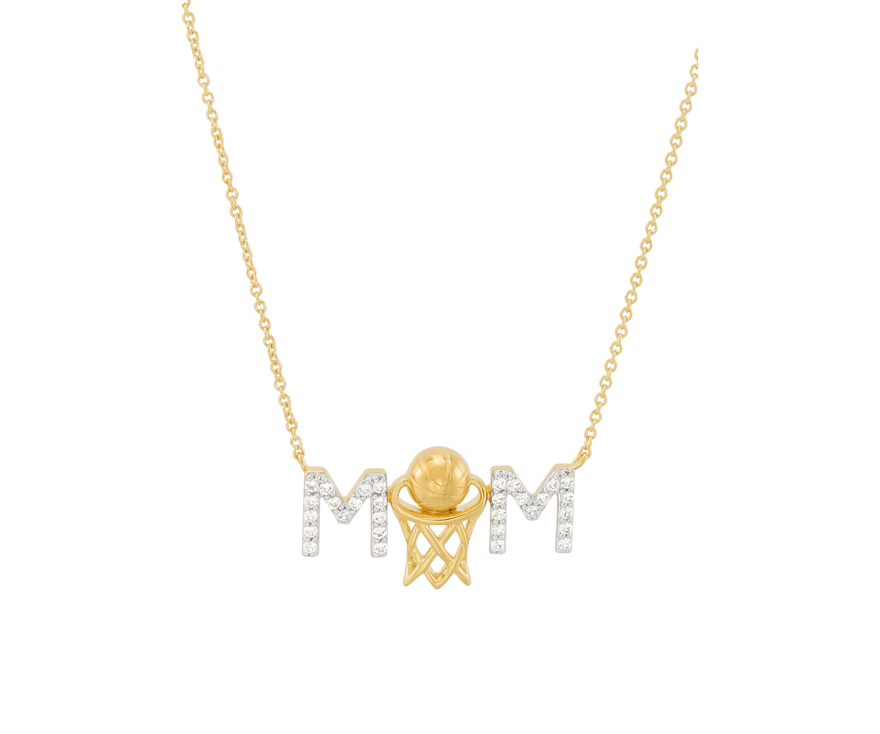 Lab Created Created White Sapphire Mom Necklace in Sterling Silver