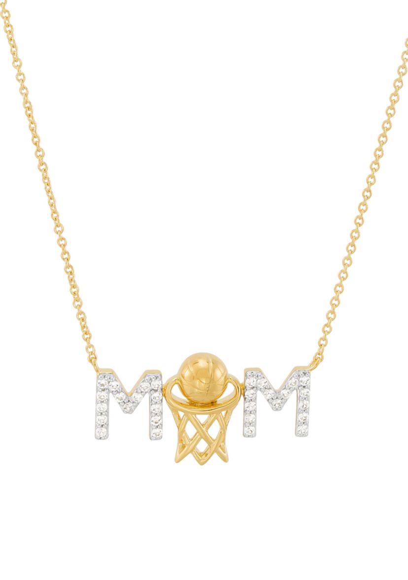 Lab Created Created White Sapphire Mom Necklace in Sterling Silver
