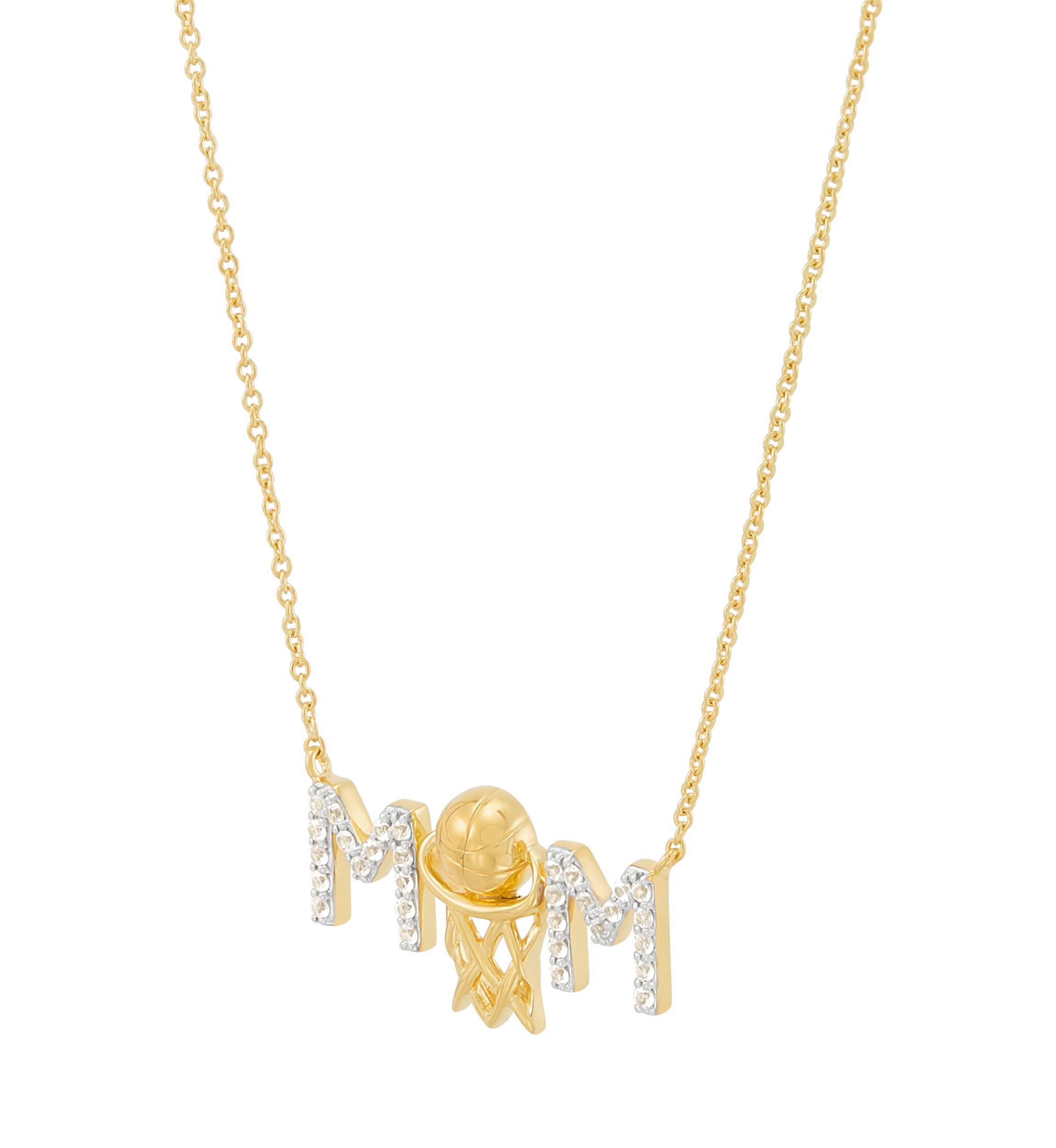 Lab Created Created White Sapphire Mom Necklace in Sterling Silver