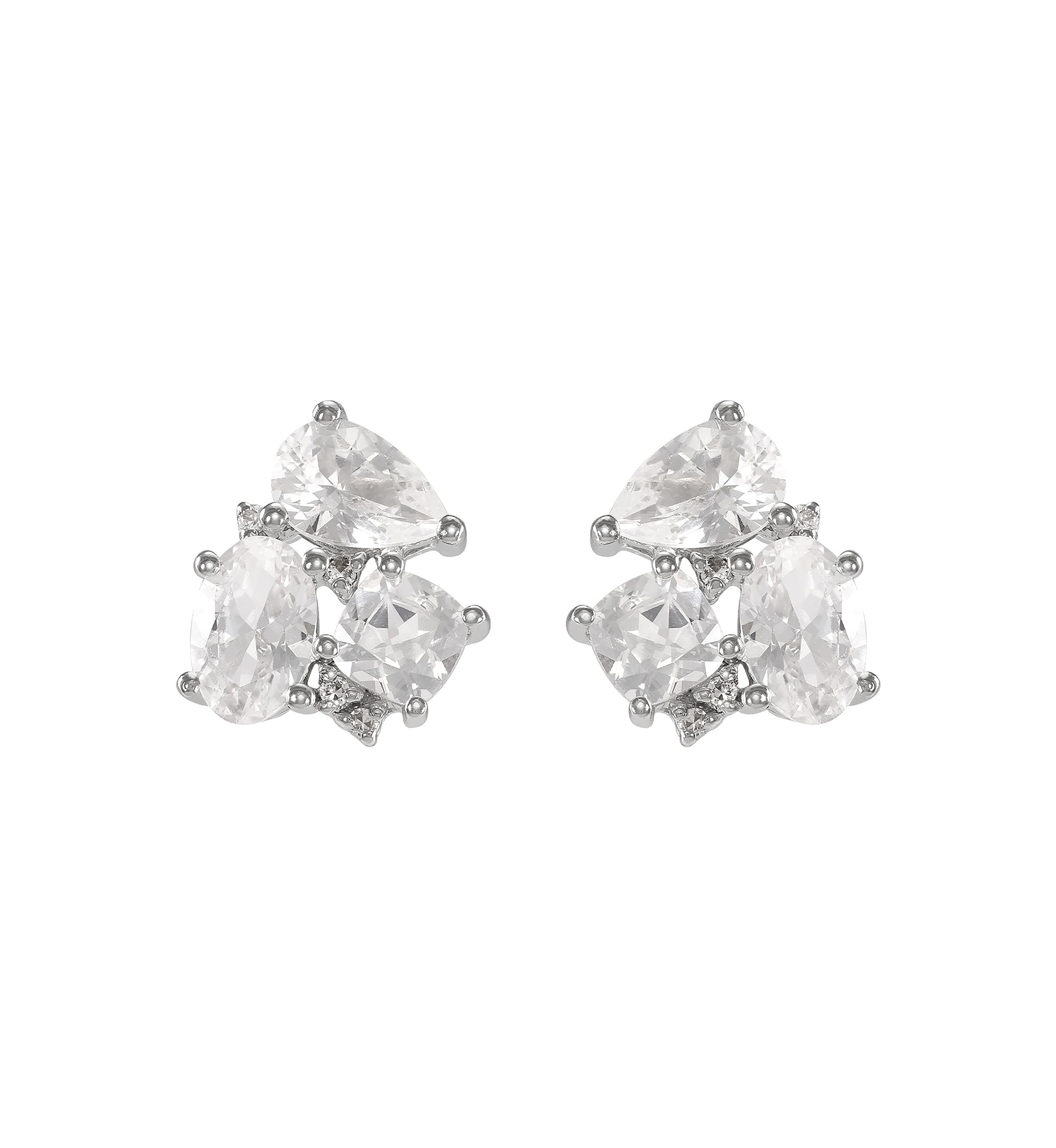 Lab Grown White Sapphire Stud Earrings in Sterling Silver
